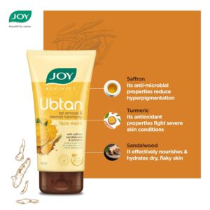 Joy Revivify Ubtan Face Wash|Tan Removal and Blemish Minimizing | With Saffron, Turmeric, Chickpea Flour, Almond Oil, Rose Water, Sandalwood Oil, Walnut Beads | Even Complexion & Natural Glow 150 ml