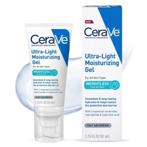 CeraVe Ultra-Light Gel | Facial Moisturizing Gel with Ceramides, Niacinamide, Hyaluronic Acid | Fragrance Free |1.75 FL Oz