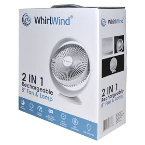 WhirlWind 2 in 1 8″ Rechargeable Fan and Lamp
