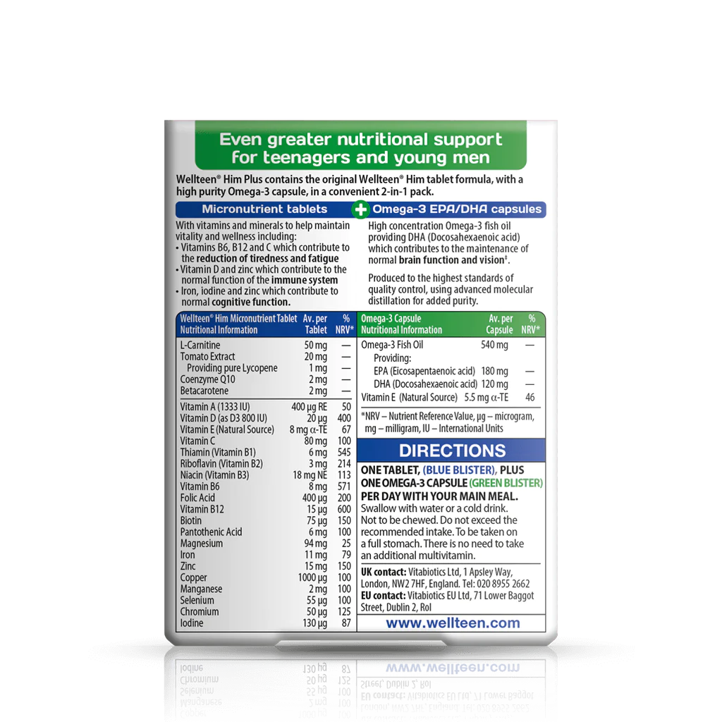 Wellteen by Vitabiotics Him Plus Tablets x 56 - Image 3