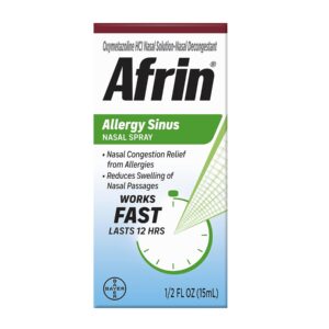 Afrin Allergy Sinus Nasal Spray - Fast and Powerful Nasal Decongestion From Allergies, For Adults and Children 6 Years and Older, 0.50 Fl Oz