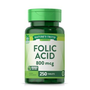 Nature's Truth  Folic Acid | 800 mcg | 250 Tablets | Vegetarian, Non-GMO & Gluten Free Supplement