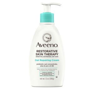 Aveeno Restorative Skin Therapy Moisturizing Oat Repairing Cream for Sensitive, Distressed, Dry Skin, with Prebiotic Oat & Aloe, 12 oz