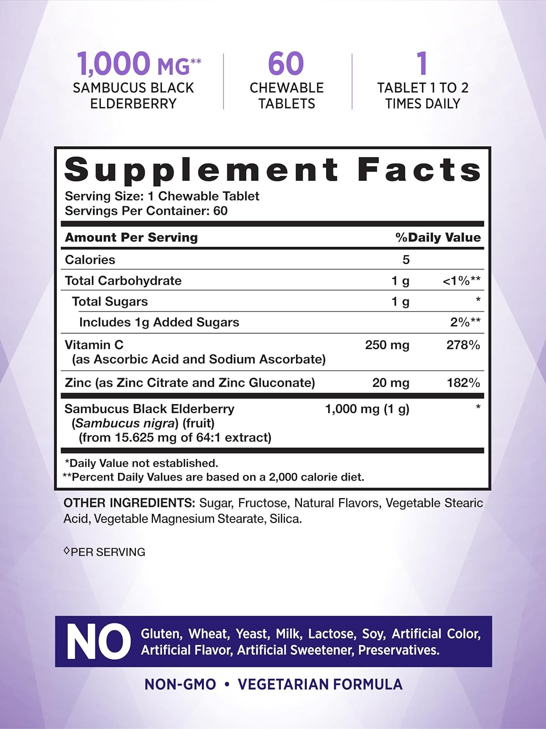 Nature's Truth Black Elderberry Immune Complex | 60 Chewable Tablets | Plus Vitamin C & Zinc | Natural Mixed Berry Flavor | Vegetarian - Image 4