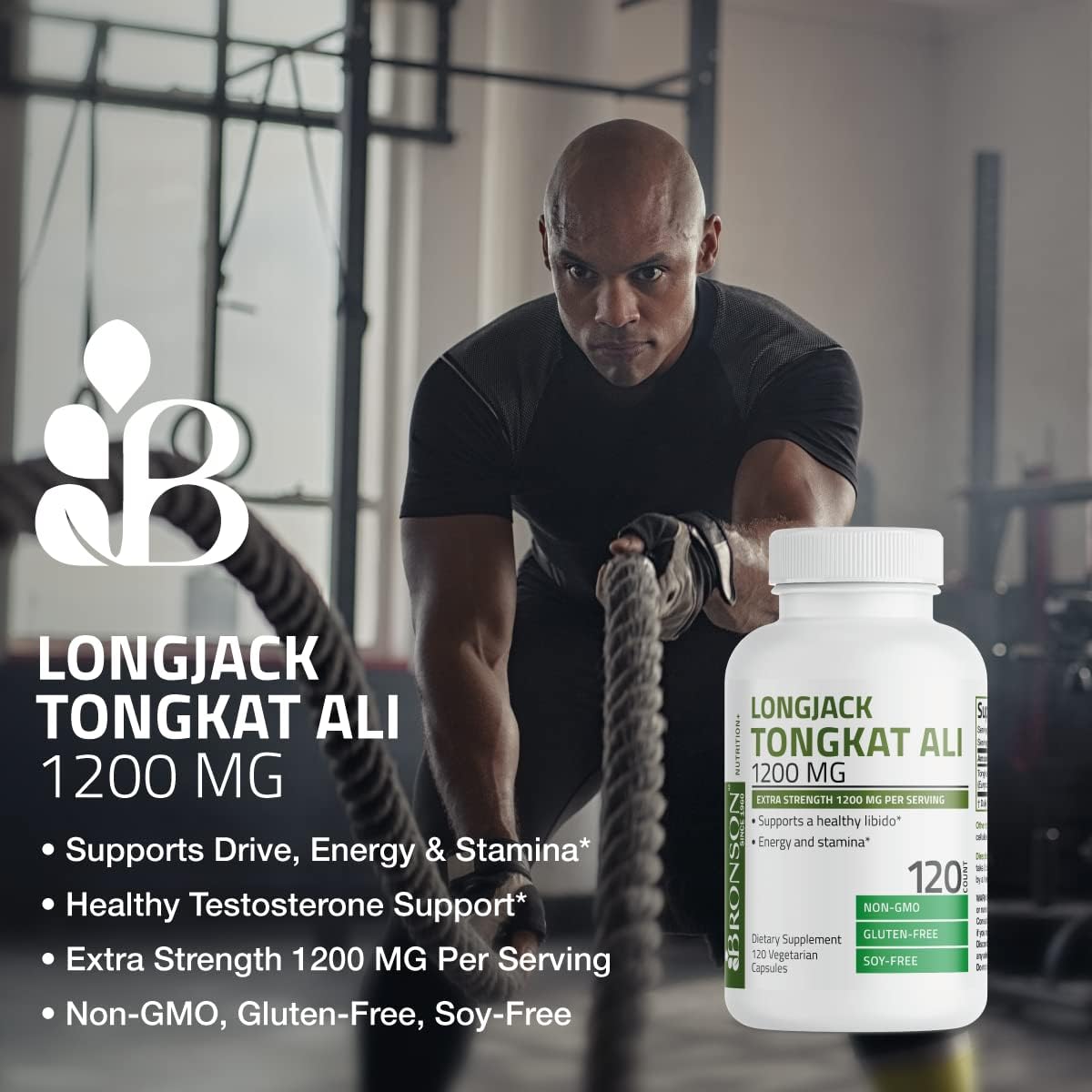 Bronson Longjack Tongkat Ali 1200mg Extra Strength 1200mg Per Serving, Supports Energy, Non-GMO, 60 Vegetarian Capsules - Image 4