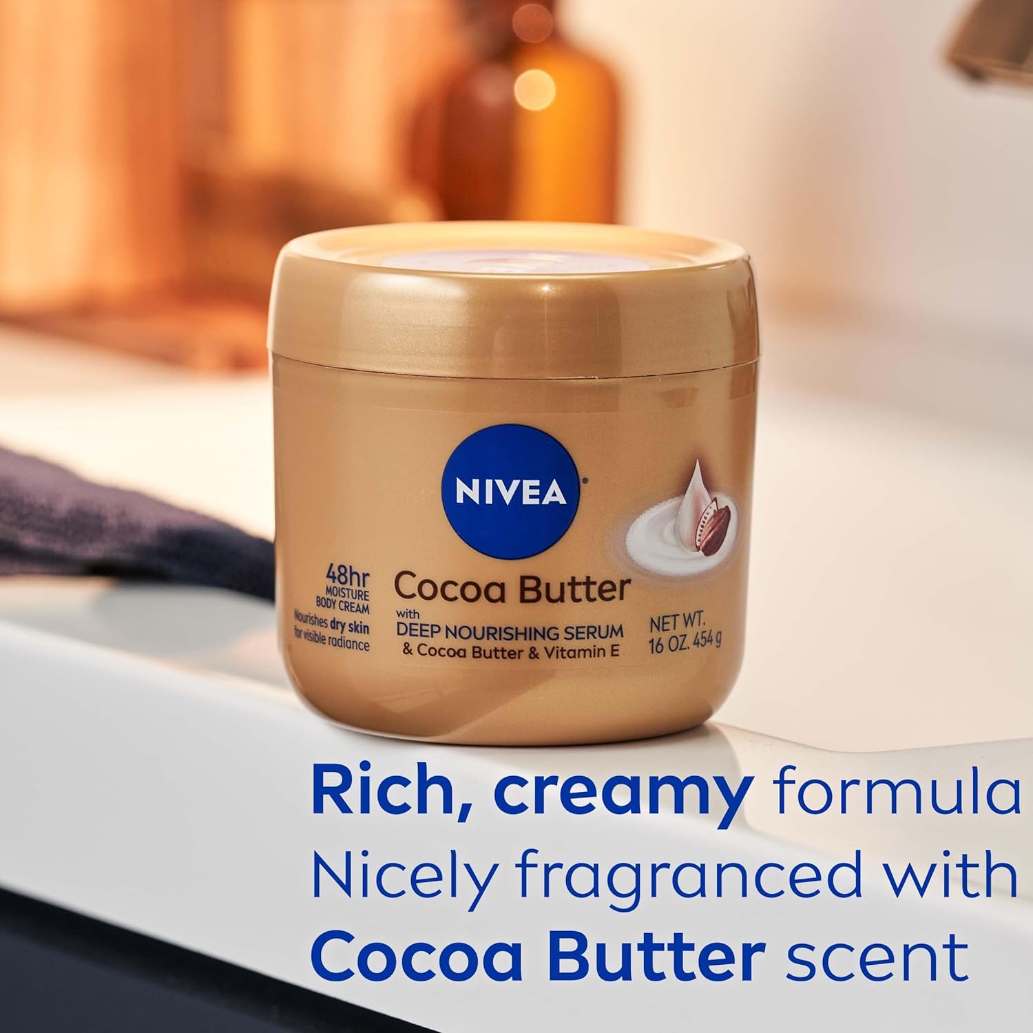 NIVEA Cocoa Butter Body Cream with Deep Nourishing Serum, Cocoa Butter Cream for Dry Skin, 16 Ounce Jar - Image 5