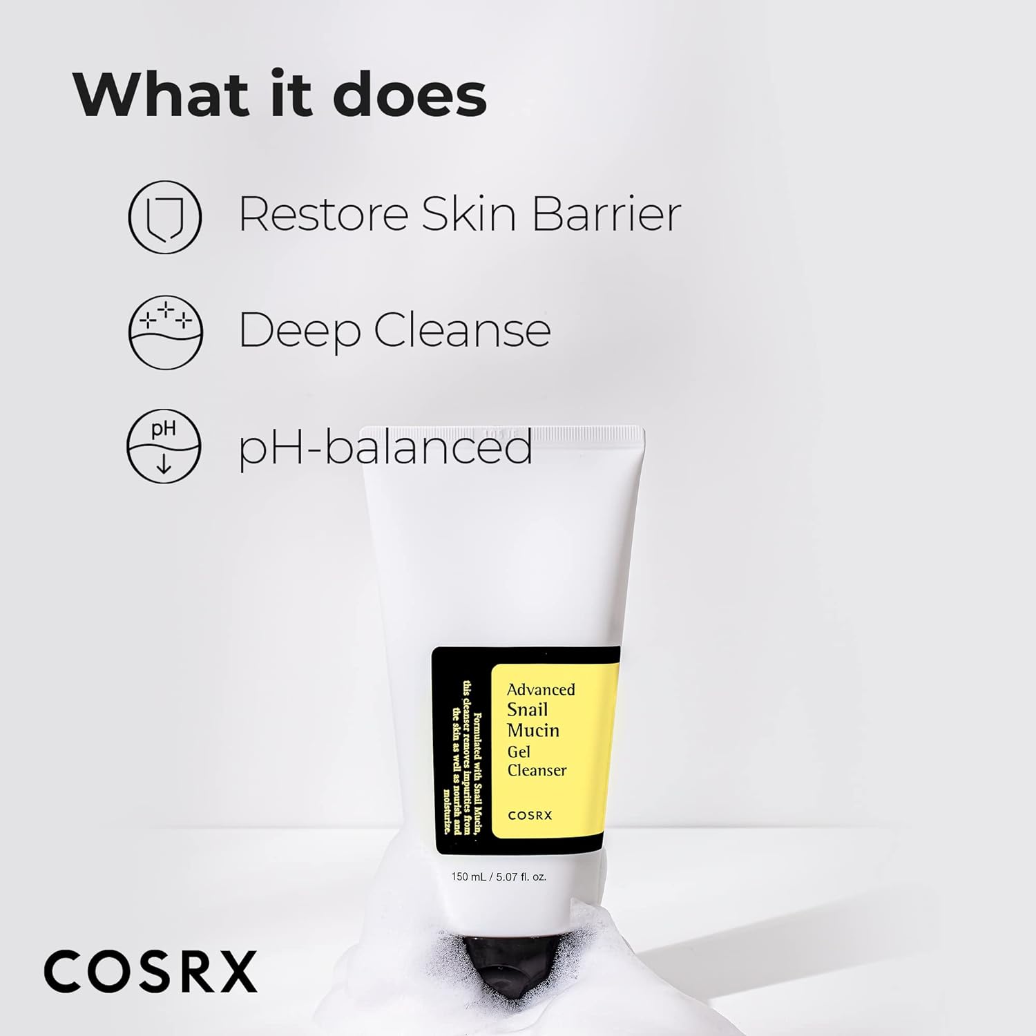 COSRX Advanced Snail Mucin Gel Cleanser, 5.07 Fl Oz / 150 mL - Image 6