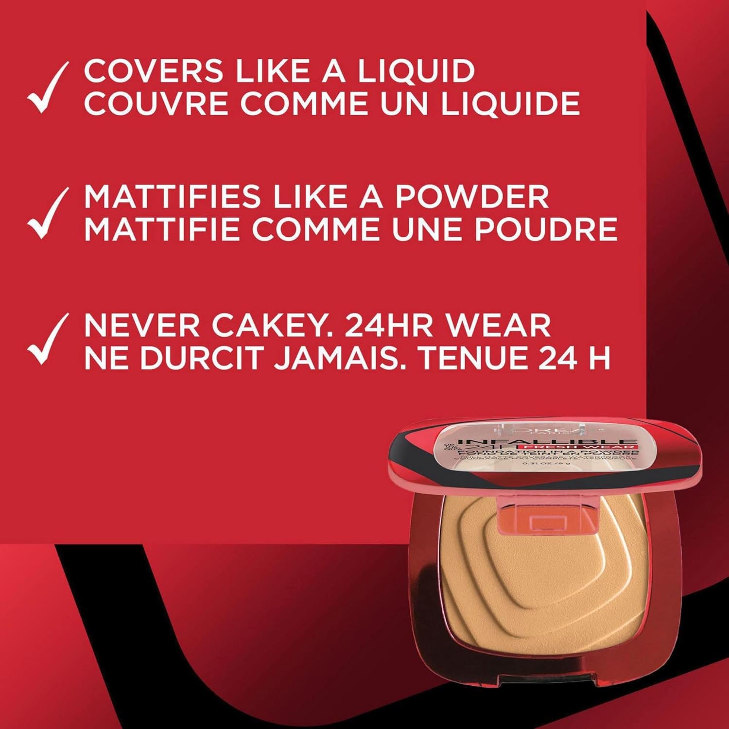 L'Oreal Paris Infallible 24h Fresh Wear Foundation In A Powder, Waterproof Matte Finish, Radiant Sand 250 - Image 4