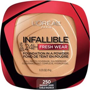 L'Oreal Paris Infallible 24h Fresh Wear Foundation In A Powder, Waterproof Matte Finish, Radiant Sand 250