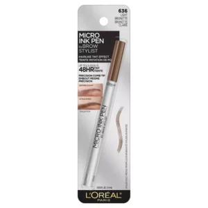 L'Oreal Paris Brow Stylist Micro Ink Pen by Brow Stylist Up to 48HR Wear - 0.033 fl oz - 636 Light Brunette
