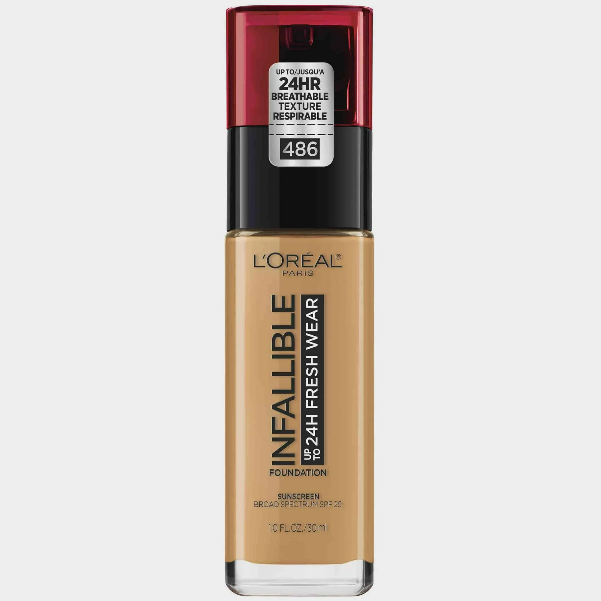 L'Oreal Paris Infallible Fresh Wear 24 Hr Liquid Foundation Makeup, 486 Toasted Almond, 1 fl oz - Image 3