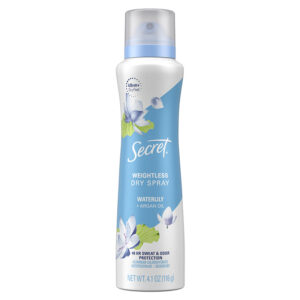 Secret Dry Spray Antiperspirant Women's Deodorant, Waterlily and Argan Oil, 48Hr Odor Protection, 4.1oz