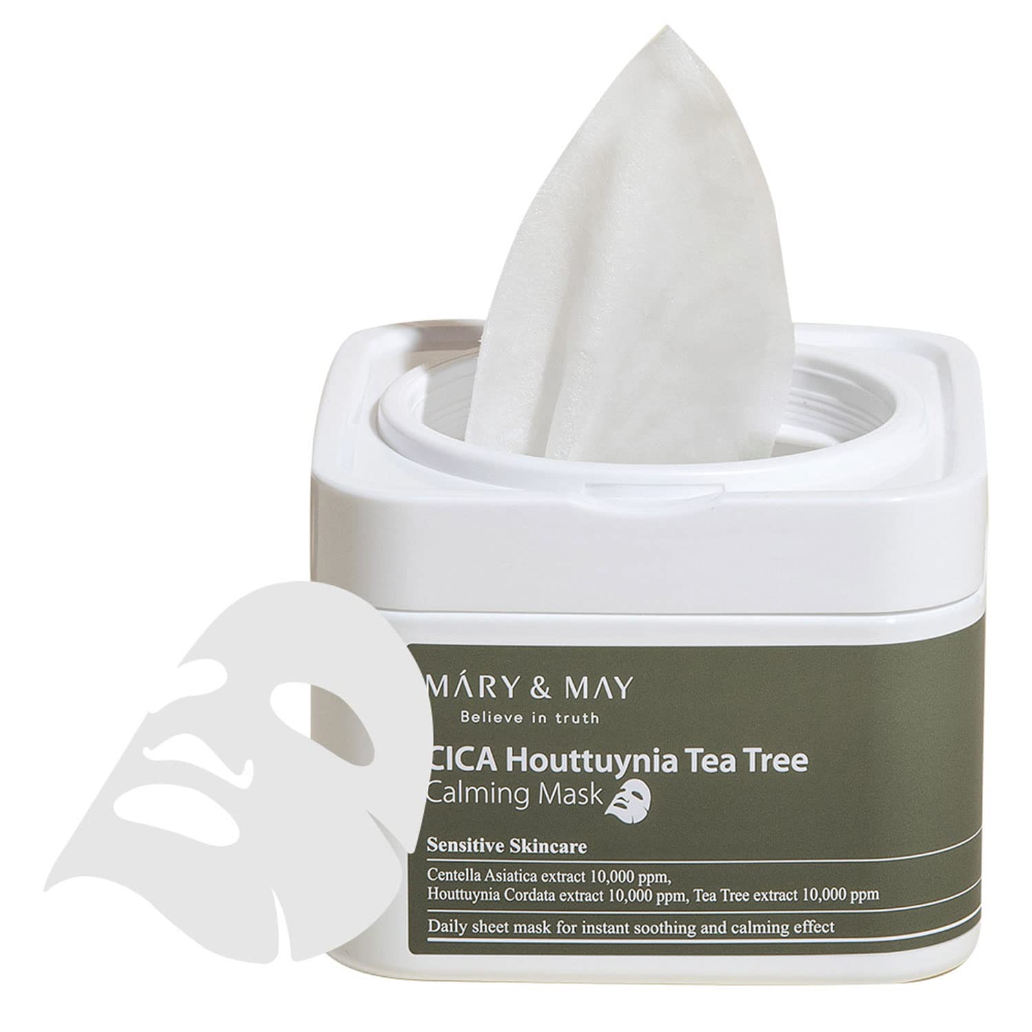 Mary&May CICA Houttuynia Tea Tree Calming Mask 30ea | Quick dispenser type 30 sheet