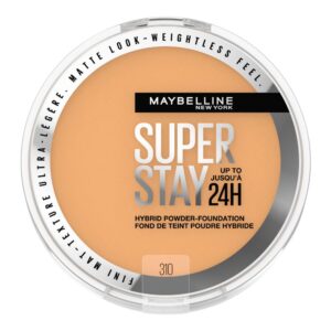 Maybelline Super Stay Up to 24HR Hybrid Powder-Foundation, Medium-to-Full Coverage Makeup, Matte Finish, 310, 1 Count