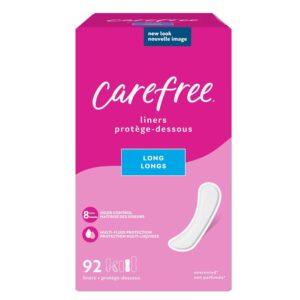 Carefree Panty Liners, Long Liners, Unwrapped, Unscented, 92ct (Packaging May Vary)