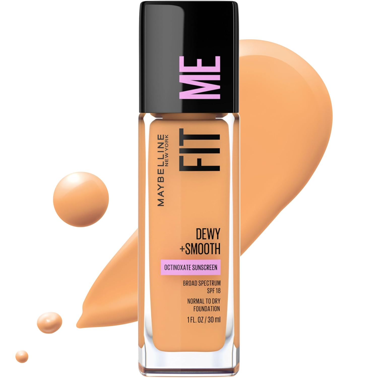 Maybelline Fit Me Dewy + Smooth Liquid Foundation Makeup, Golden Beige,