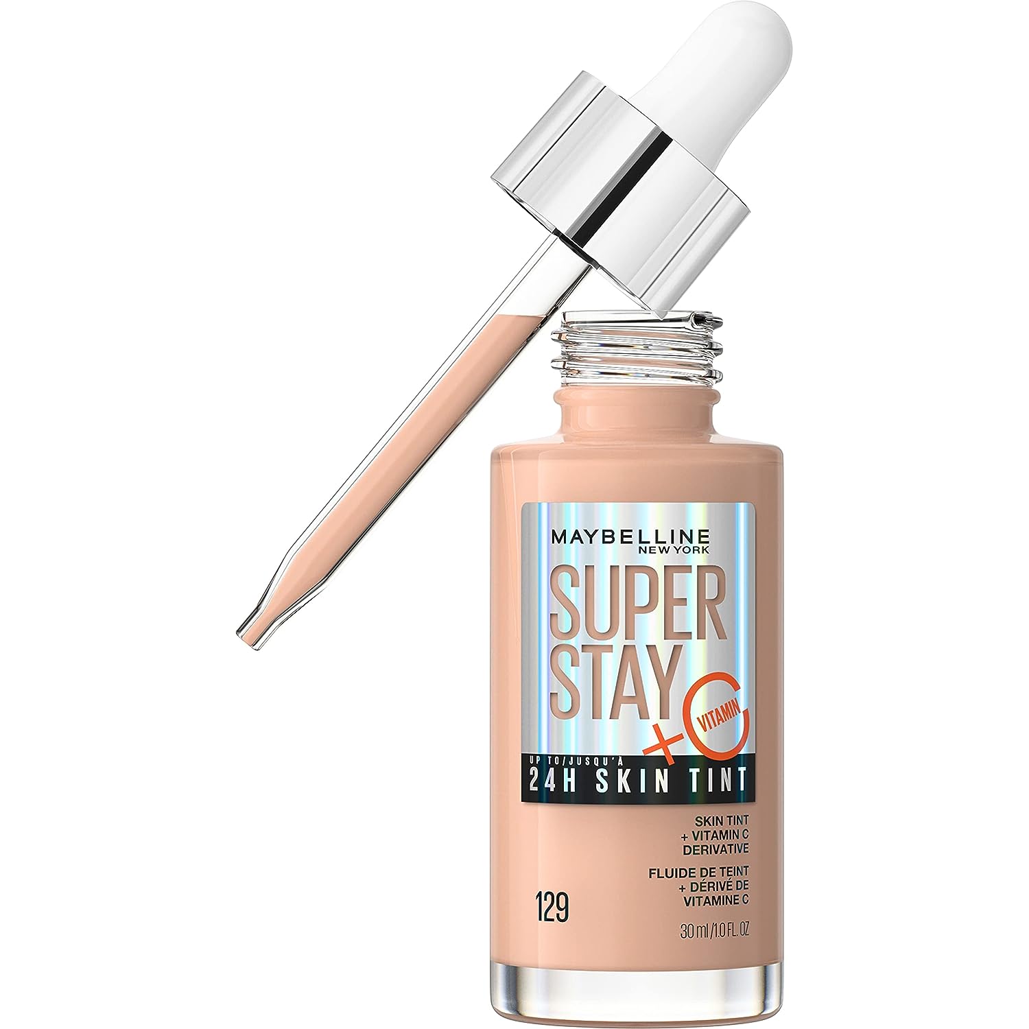 Maybelline Super Stay Up to 24HR Skin Tint, Radiant Light-to-Medium Coverage Foundation, Makeup Infused With Vitamin C, 129,