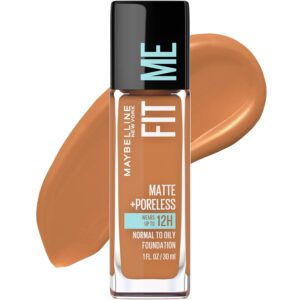 Maybelline Fit Me Matte + Poreless Liquid Oil-Free Foundation Makeup, Cappuccino, 340