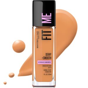 Maybelline Fit Me Dewy + Smooth Liquid Foundation Makeup, Toffee, 330