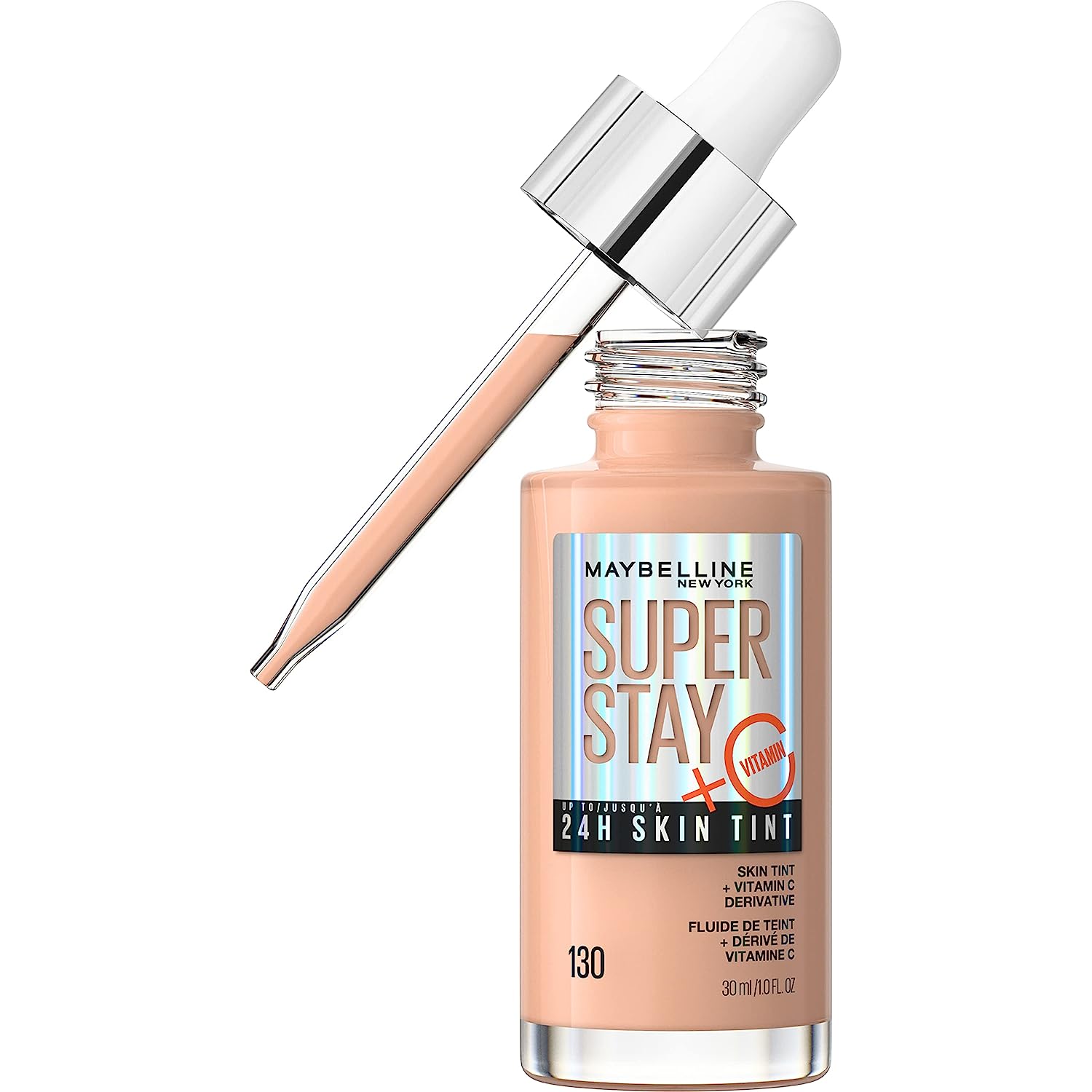 Maybelline Super Stay Up to 24HR Skin Tint, Radiant Light-to-Medium Coverage Foundation, Makeup Infused With Vitamin C, 130