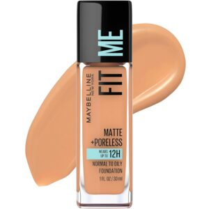 Maybelline Fit Me Matte + Poreless Liquid Oil-Free Foundation Makeup, Warm Coconut
