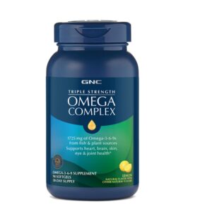 GNC Triple Strength Omega Complex, Lemon - 90 Softgels (30 Servings)