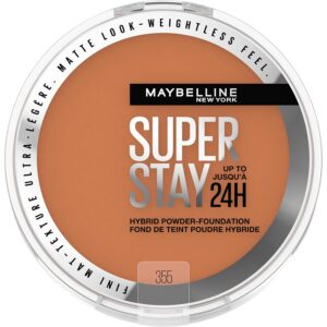 Maybelline Super Stay Up to 24HR Hybrid Powder-Foundation, Medium-to-Full Coverage Makeup, Matte Finish, 355
