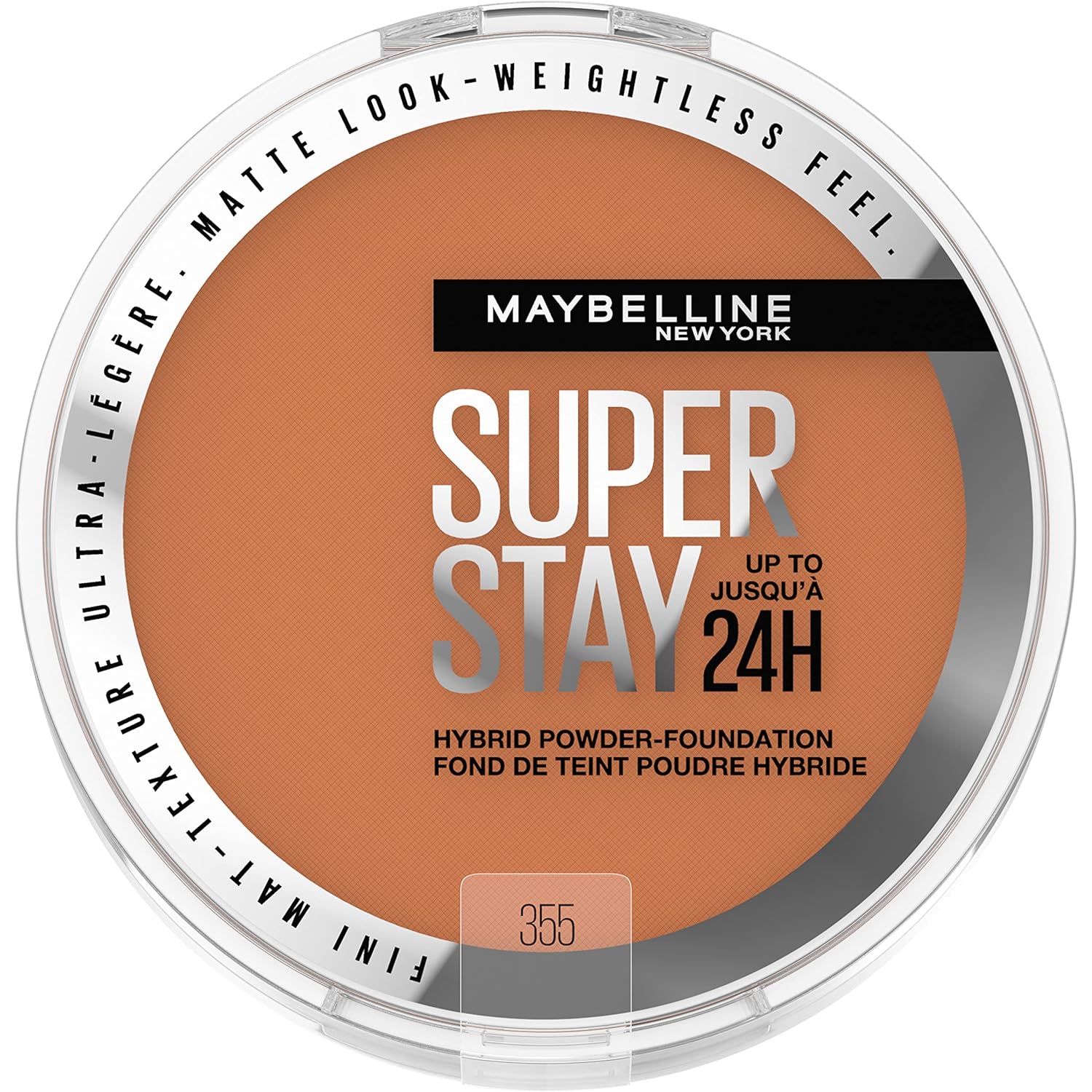 Maybelline Super Stay Up to 24HR Hybrid Powder-Foundation, Medium-to-Full Coverage Makeup, Matte Finish, 355