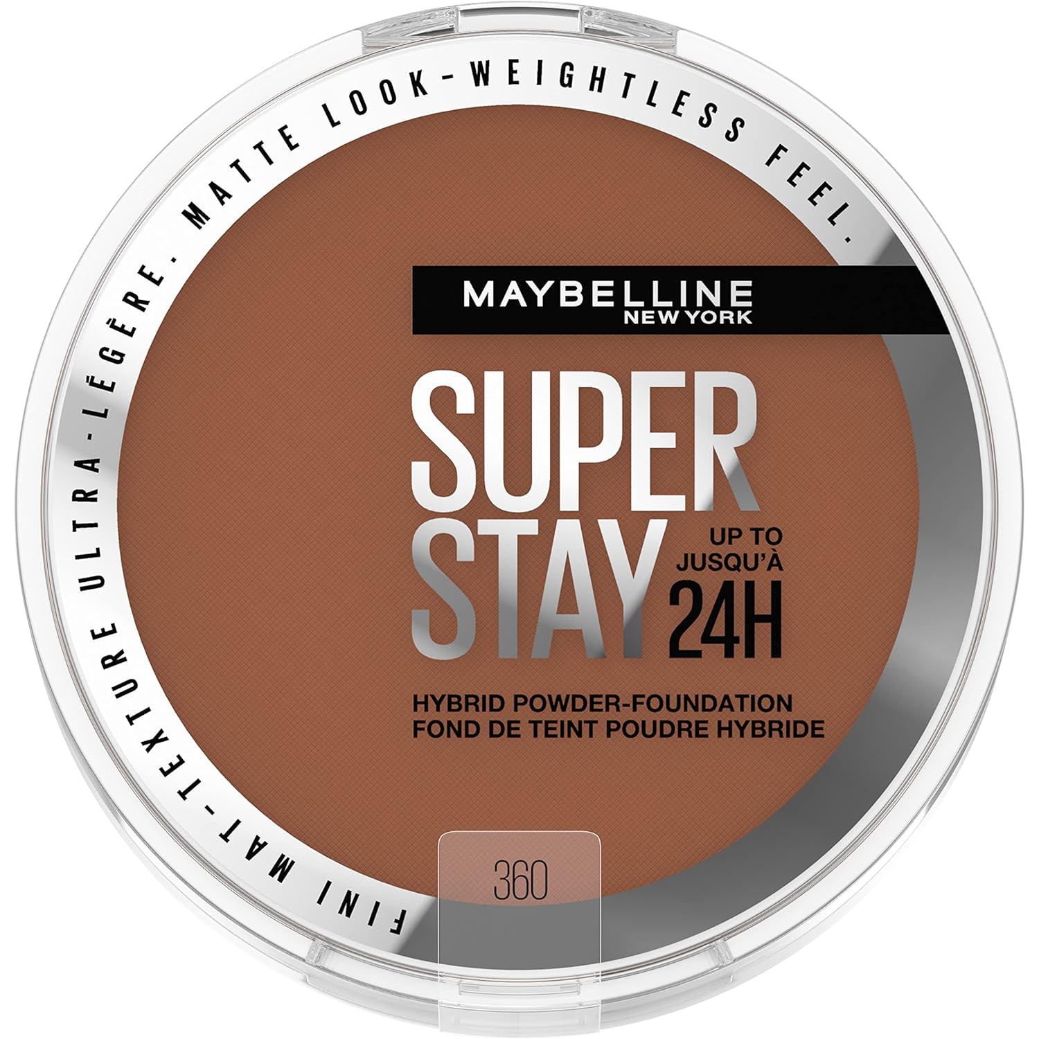 Maybelline Super Stay Up to 24HR Hybrid Powder-Foundation, Medium-to-Full Coverage Makeup, Matte Finish, 360
