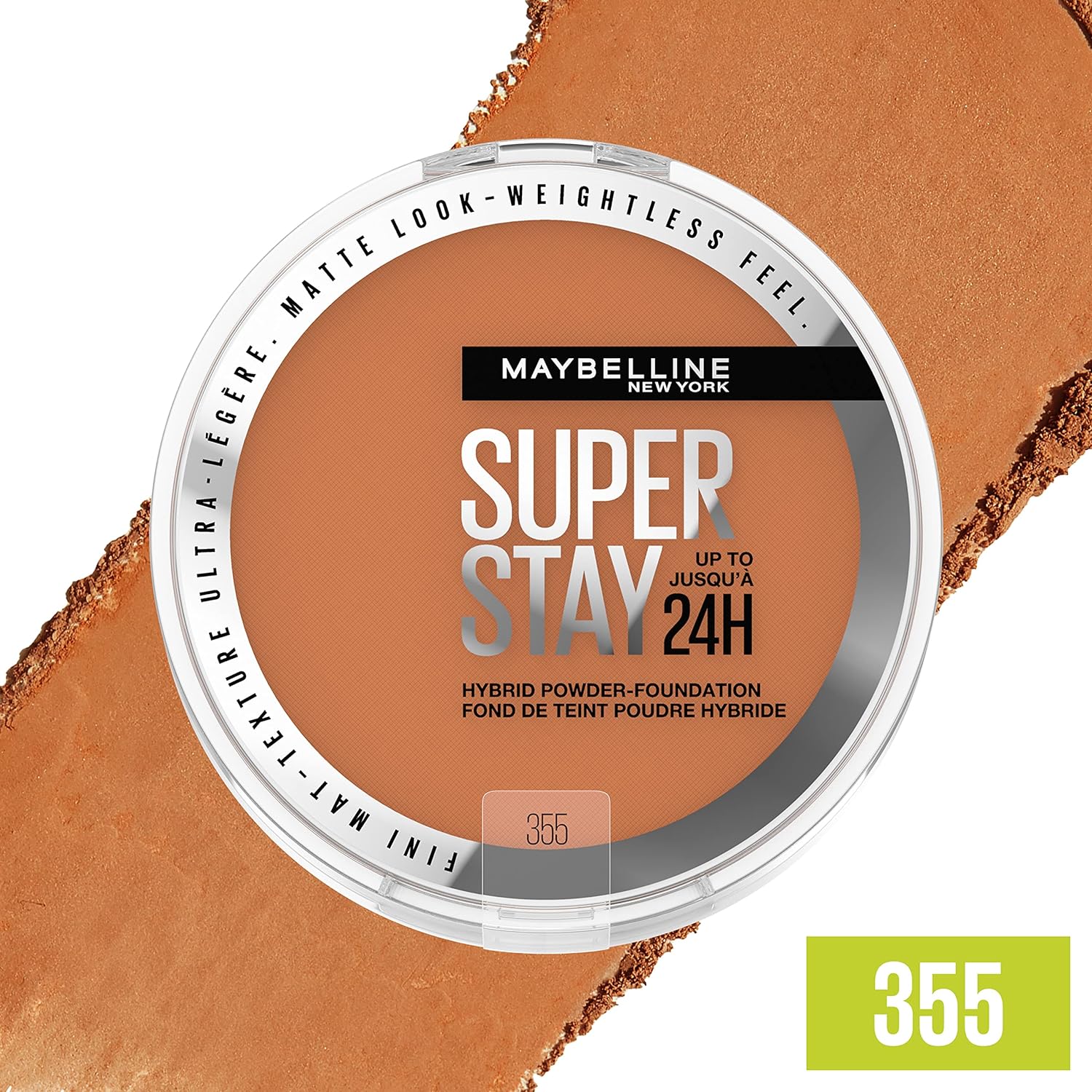 Maybelline Super Stay Up to 24HR Hybrid Powder-Foundation, Medium-to-Full Coverage Makeup, Matte Finish, 355 - Image 5