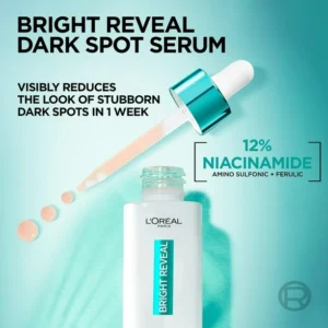 L'Oréal Paris Bright Reveal Dark Spot Face Serum, with 12% Niacinamide + Ferulic + Amino Sulfonic Acids, 30ml