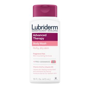 Lubriderm Advanced Therapy Body Wash, Unscented Nourishing Cleanser with Pro-Ceramide, Vitamin E & Pro-Vitamin B5,16 fl. oz