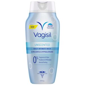 Vagisil Feminine Wash for Intimate Area Hygiene, pH Balanced and Gynecologist Tested, Unscented, 12 oz