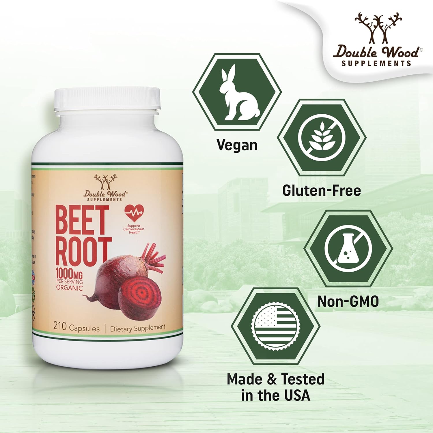 Double Wood Beet Root Powder Capsules (Organic and Vegan) (210 Count, 1,000mg Per Serving) - Image 4