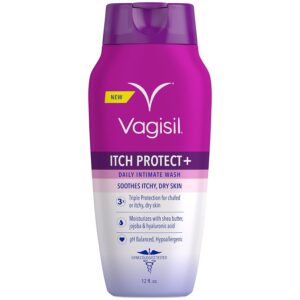 Vagisil Feminine Wash for Intimate Area Hygiene and Itchy, Dry Skin, Itch Protect+ Crème Wash, pH Balanced and Gynecologist Tested, 12oz