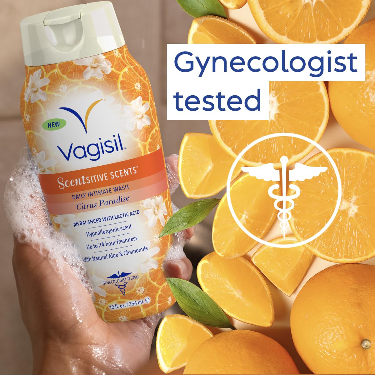 Vagisil Feminine Wash for Intimate Area Hygiene, Scentsitive Scents, pH Balanced and Gynecologist Tested, Citrus Paradise, 12 oz - Image 5