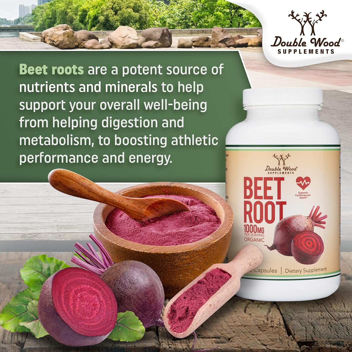 Double Wood Beet Root Powder Capsules (Organic and Vegan) (210 Count, 1,000mg Per Serving) - Image 6