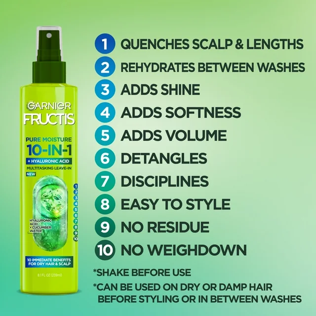 Garnier Fructis Pure Moisture 10 in 1 Hairspray with Hyaluronic Acid, 8.1 fl oz - Image 3