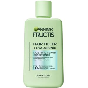 Garnier Fructis Hair Filler Moisture Repair Conditioner, Sulfate Free Conditioner for Curly, Wavy Hair with Hyaluronic Acid, 10.1 Fl Oz