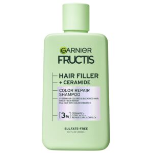 Garnier Fructis Hair Filler Color Repair Shampoo with Ceramide, Smoothing & Sulfate Free Shampoo for Colored, Bleached Hair, 10.1 Fl Oz