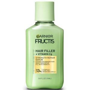 Garnier Fructis Hair Filler Strength Repair Serum Hair Treatment with Vitamin Cg, Hair Serum for Weak, Damaged Hair, 3.8 Fl Oz