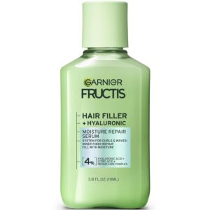 Garnier Fructis Hair Filler Moisture Repair Serum Hair Treatment, Moisturizing Hair Serum for Curly, Wavy Hair with Hyaluronic Acid, 3.75 Fl Oz