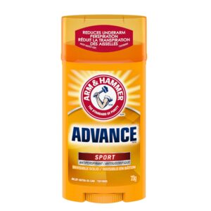 Arm & Hammer Advance Invisible Solid Antiperspirant Deodorant Stick, Sport, 48H Protection, 73g