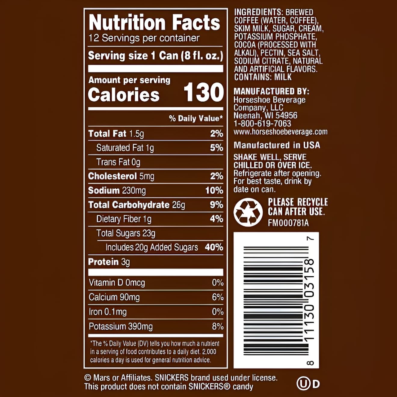 Snickers Iced Coffee Drink, Chocolate Snicker Flavor, 8 Oz Can - Image 4