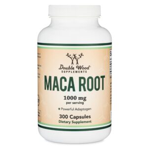 Double Wood Supplements Maca Root Capsules , 300 Count (150 Servings)