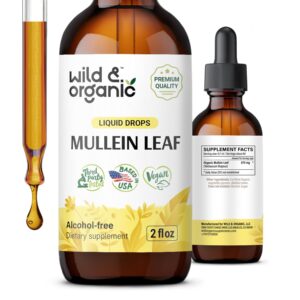 Wild & Organic Mullein Drops for Lungs - Natural Lung Detox & Cleanse 2oz