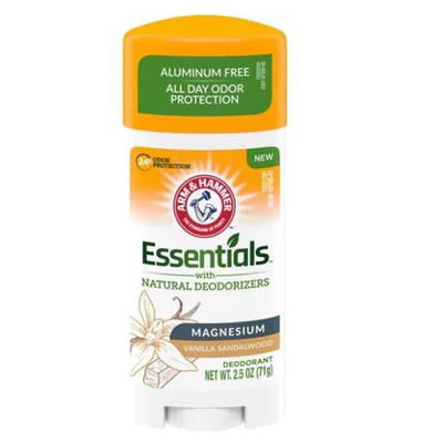 Arm & Hammer Essentials Natural Protection Deodorant Magnesium Vanilla Sandawood 2.5 Oz (Aluminum Free)