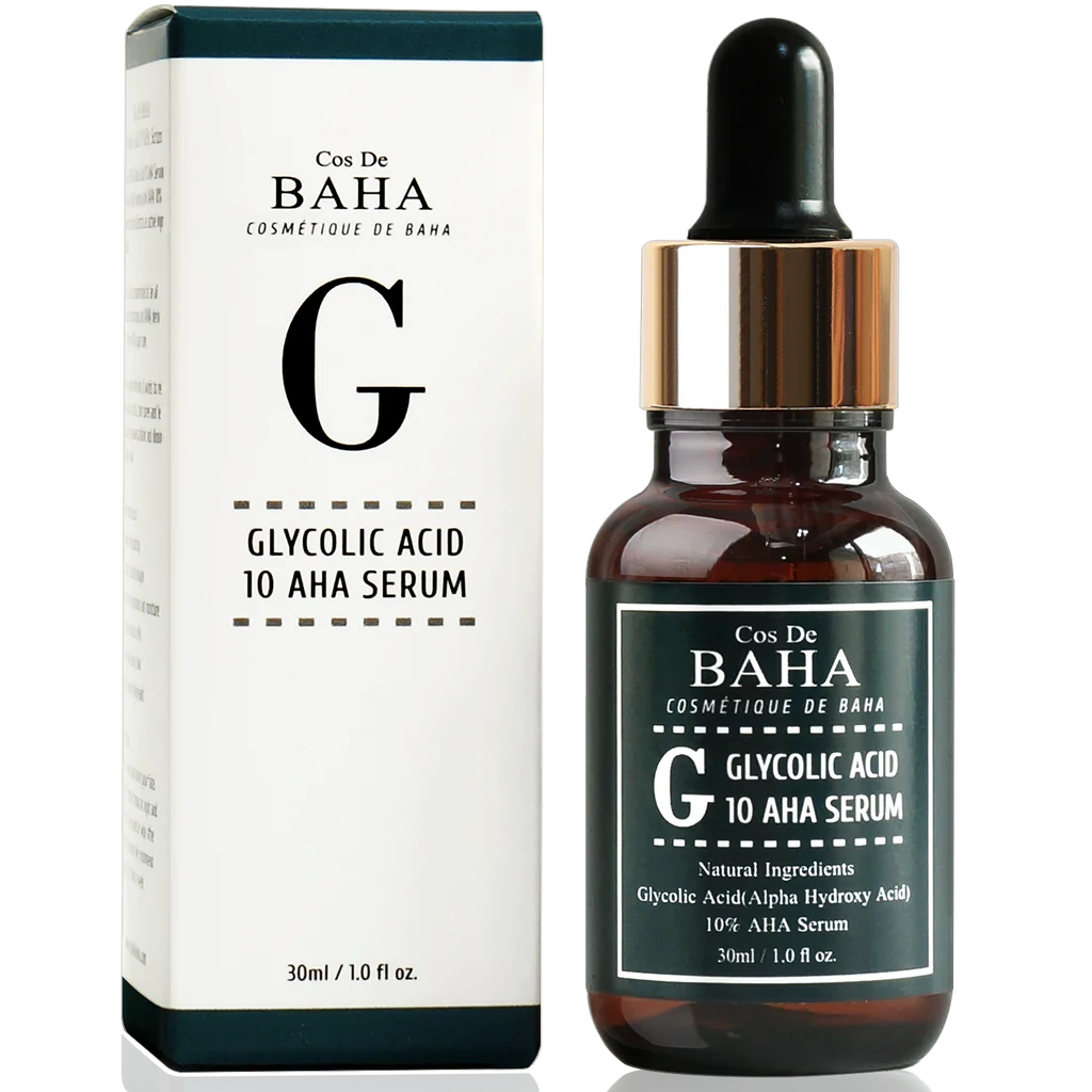 Cos De BAHA Glycolic Acid 10% Peel Serum for Facial-Face Peel for Acne Scars + AHA Alpha Hydroxy Acid for Tone it up + Wrinkles and Lines Reduction + Healthy Radiant Skin + Peel Off Face Masks, 1oz