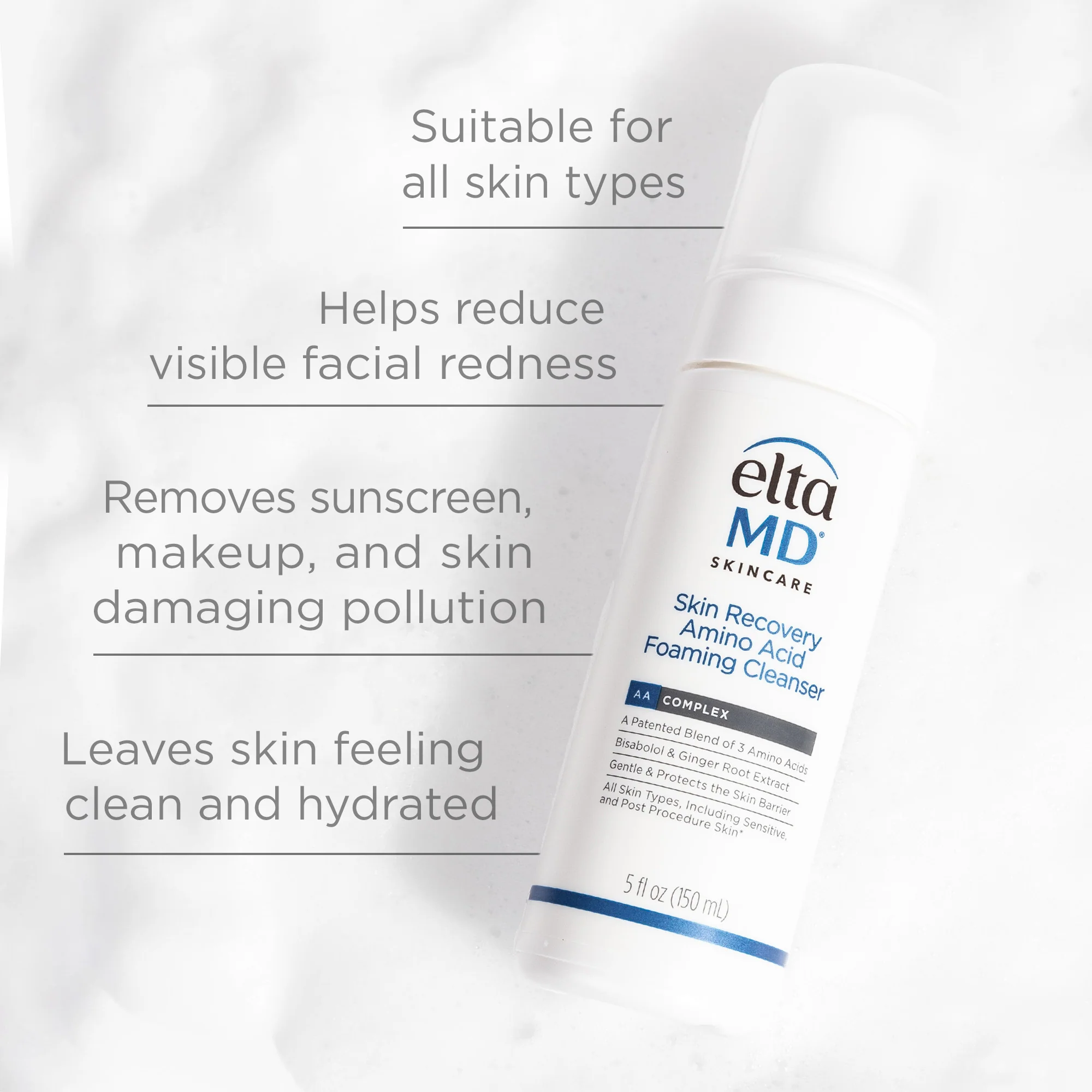 EltaMD Skin Recovery Amino Acid Foaming Cleanser 5oz - Image 4