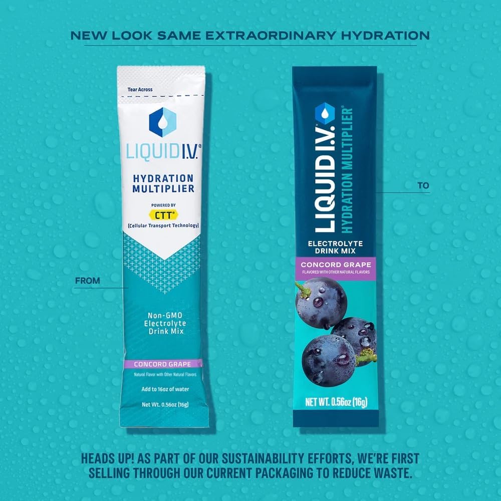 Liquid I.V.® Hydration Multiplier® - Concord Grape - Hydration Powder Packets | Electrolyte Powder Drink Mix | 16 Servings (Packaging May Vary) - Image 4